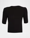 Frame Ruched Cashmere-wool Sweater In Black