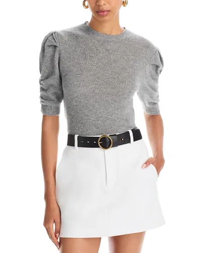 Frame Ruched Puff Sleeve Sweater In Gray