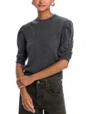 Frame Ruched Puff Sleeve Sweater In Dark Gris Heather