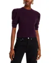 Frame Ruched Sleeve Recycled Cashmere Blend Sweater In Plum