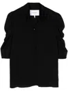 Frame Ruched Silk Blouse In Black