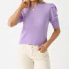 Frame Ruched Sleeve Recycled Cashmere Blend Sweater In Purple