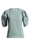 Frame Pleated Puff Sleeve Tee In Sage In Sage