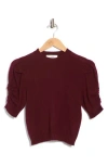 Frame Ruched Sleeve Recycled Cashmere & Wool Sweater In Burgundy