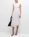Frame Ruched Sleeveless Midi Dress In White