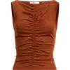 Frame The Ruched Sleeveless Top In Brown