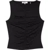 Frame Ruched Sleeveless Top In Black