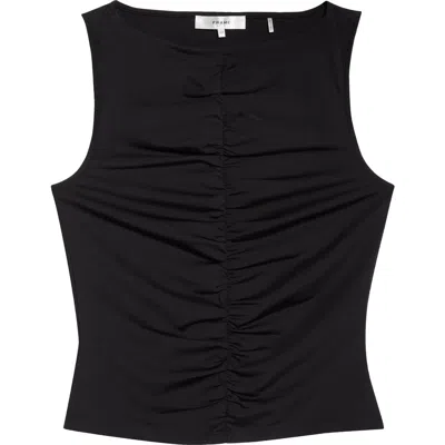 Frame Ruched Sleeveless Top In Black