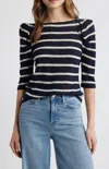 Frame The Ruched Stripe Wool T-shirt