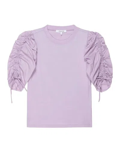 Frame Ruched Tee With Ties In Lilac In Blue