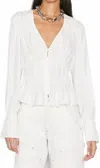 Frame Ruched V-neck Blouse In Blanc In White
