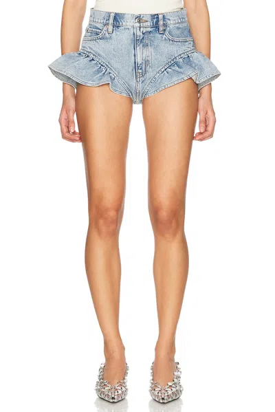 Frame The Ruffle Bloomer Denim Shorts In Outlaw