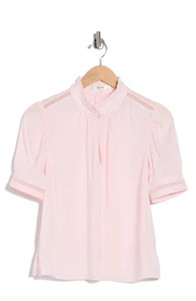 Frame Ruffle Collar Inset Lace Top In Pink