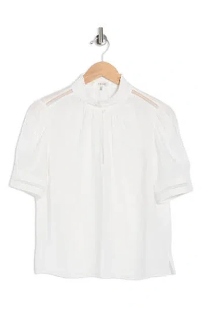 Frame Ruffle Collar Inset Lace Top In White