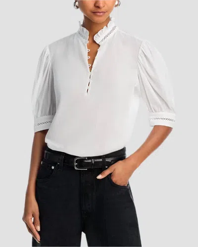 FRAME RUFFLE COLLAR TOP IN WHITE
