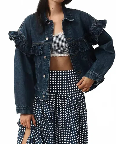Frame The Ruffle Jacket Twisted In Blue
