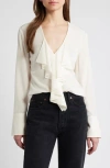 Frame Silk Ruffle-neck Blouse