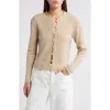 Frame Ruffle Neck Cardigan In Taupe In Taupe