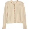 Frame Ruffle Neck Cardigan In Taupe In Taupe