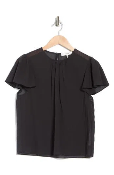 Frame Ruffle Sleeve Top In Black