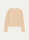 Frame Ruffle Neck Cardigan In Taupe In Taupe