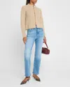 Frame Ruffle Neck Cardigan In Taupe In Taupe