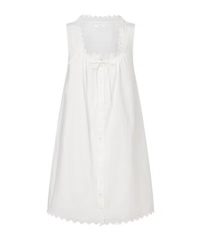 Frame Ruffled Cotton Poplin Skirt In White