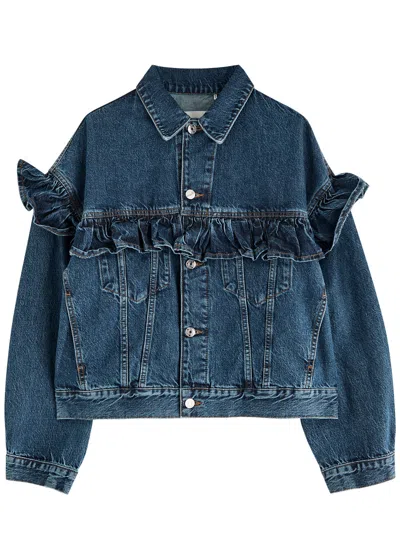 Frame The Ruffle Jacket Twisted In Blue