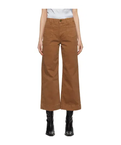 Frame Ruffled Detail Jeans Pants In Brown