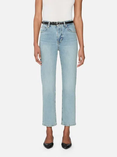 Frame Vertical Crop Straight Leg Jean In Scheme In Blue