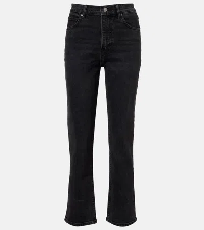 Frame Ruler Cropped Straight Jeans In Black