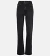 Frame Ruler High-rise Straight-leg Jeans In Black