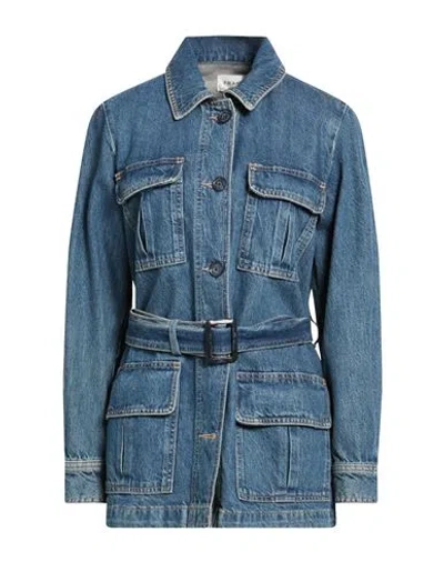 Frame Safari Jacket Woman Denim Outerwear Blue Size L Recycled Cotton, Post-consumer Recycled Cotton
