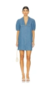 Frame Womens The Sailor Puffed-sleeves Denim-blend Mini Dress Starlet In Starlet