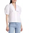 Frame Sailor Puff Sleeve Blouse In White In White
