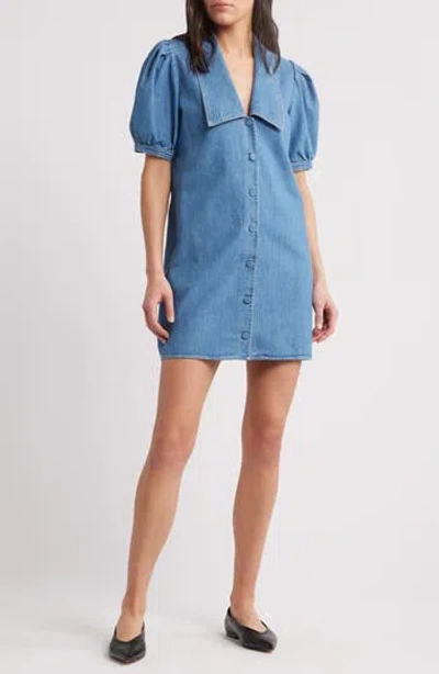 Frame Womens The Sailor Puffed-sleeves Denim-blend Mini Dress Starlet