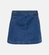 Frame Sailor Snap Denim Miniskirt In Blue