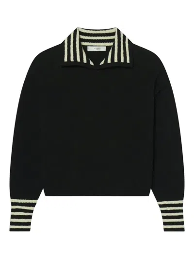 Frame Sailor Striped Sweater In Black