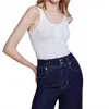 Frame Satin Trim Tank Top In Alabaster In Gray