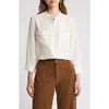 Frame Scallop Trim Silk Button-up Shirt In Cream