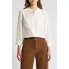 Frame Scallop Trim Silk Button-up Shirt In White