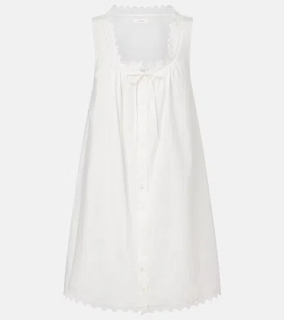 Frame Scalloped Cotton Poplin Shirt Dress In White