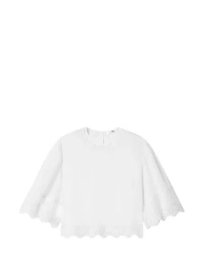 Frame Scalloped Lace-trimmed Blouse In White