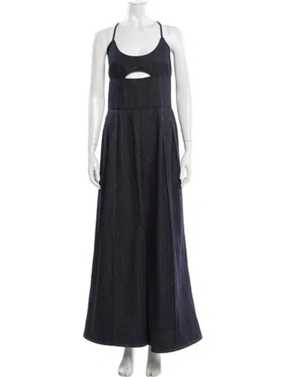 Pre-owned Frame Scoop Neck Jumpsuit In Blue