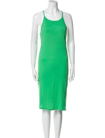Pre-owned Frame Scoop Neck Knee-length Dress In Green