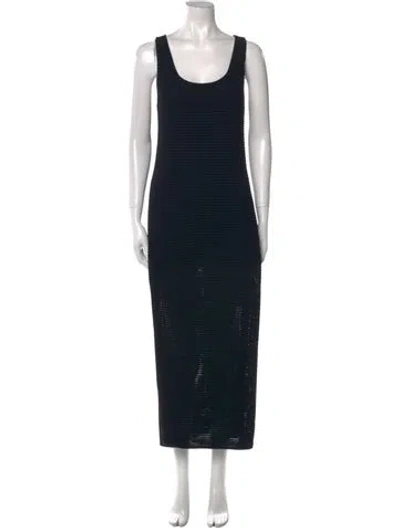 Pre-owned Frame Scoop Neck Long Dress In Black
