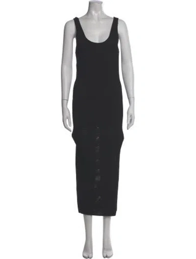 Pre-owned Frame Scoop Neck Long Dress In Black
