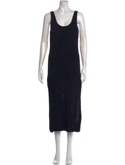 Pre-owned Frame Scoop Neck Long Dress In Black