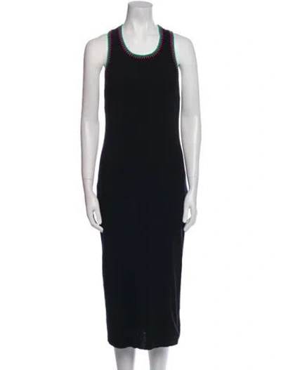 Pre-owned Frame Scoop Neck Long Dress In Blue