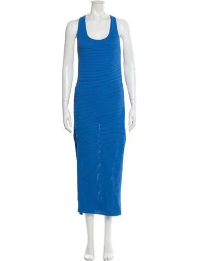 Pre-owned Frame Scoop Neck Long Dress In Blue